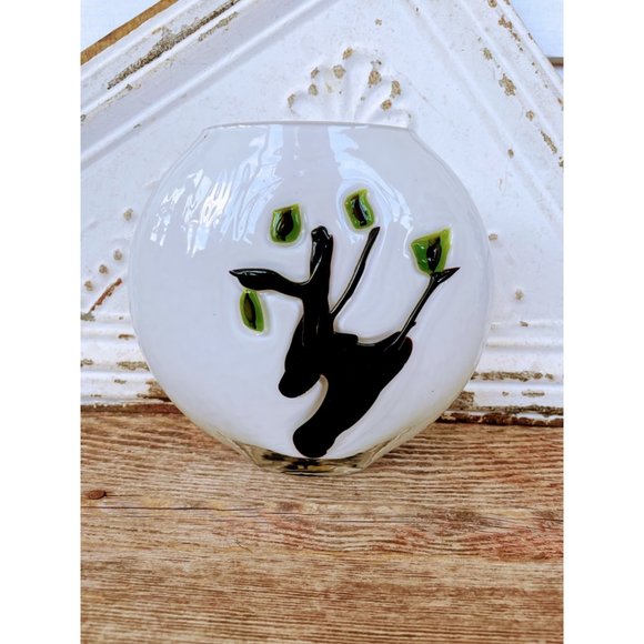 Vintage Fused Glass Modernist Vase with Bonsai Tree - Picture 5 of 9